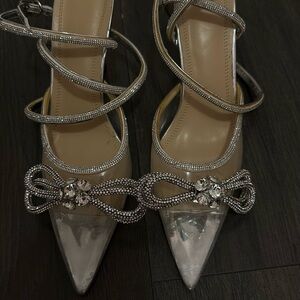 Rhinestone bow heels